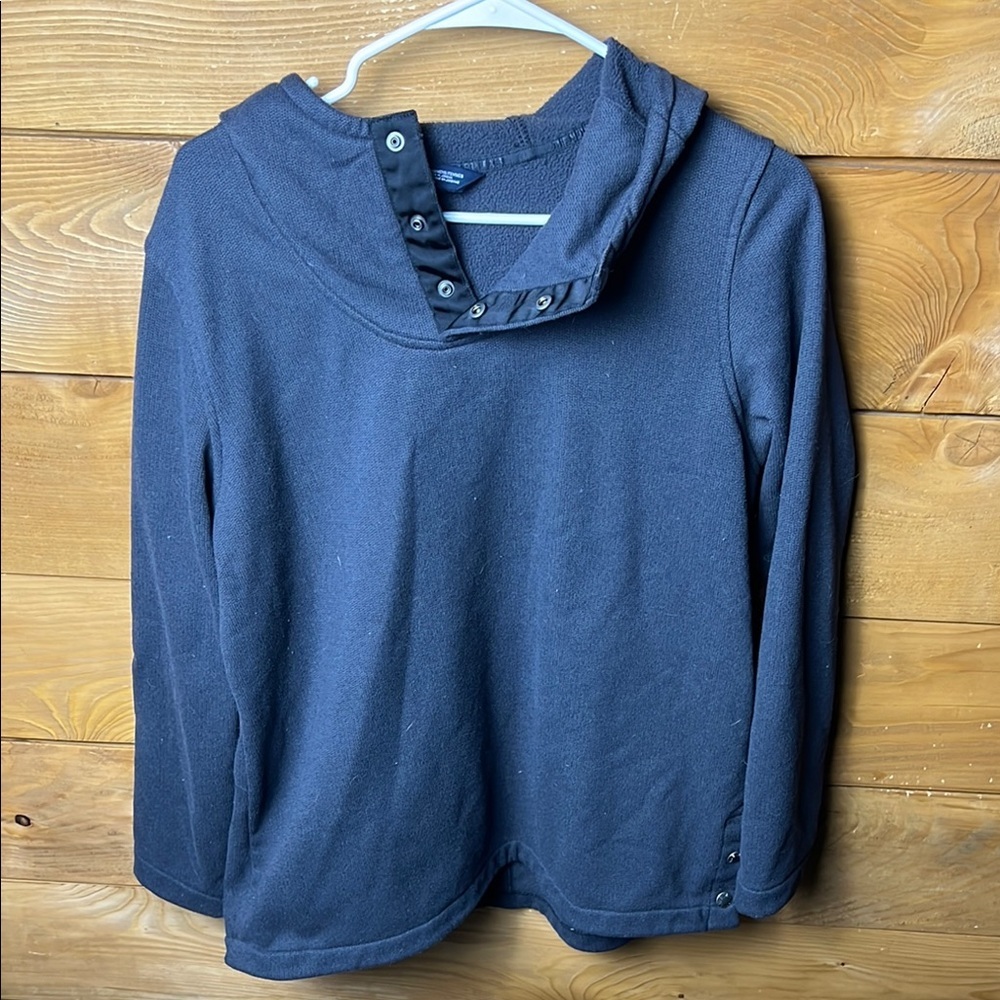 The North Face Women’s Knit Stitch Fleece Hoodie Navy Blue 3 Buttons Casual Warm